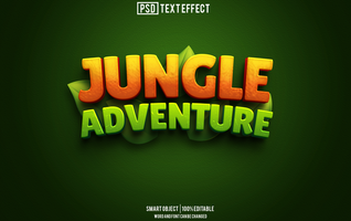 jungle adventure text effect, font editable, typography, 3d text psd