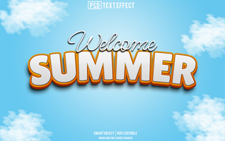 summer text effect, font editable, typography, 3d text. psd