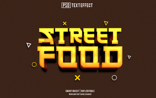 street food text effect, font editable, typography, 3d text psd