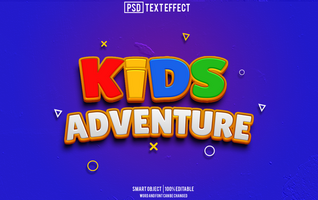 kids adventure text effect, font editable, typography, 3d text psd