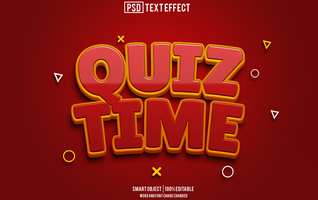 quiz tempo testo effetto, font modificabile, tipografia, 3d testo psd