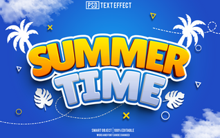 summer time text effect, font editable, typography, 3d text. psd