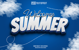 summer text effect, font editable, typography, 3d text. psd