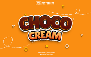 choco cream text effect, font editable, typography, 3d text psd