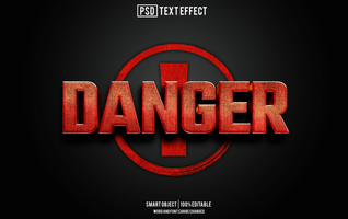 Pericolo testo effetto, font modificabile, tipografia, 3d testo psd