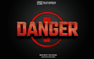 danger text effect, font editable, typography, 3d text psd