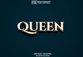 queen text effect, font editable, typography, 3d text psd