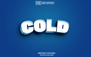 cold text effect, font editable, typography, 3d text psd