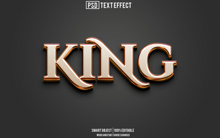 koning tekst effect, doopvont bewerkbaar, typografie, 3d tekst psd