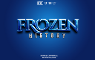 frozen text effect, font editable, typography, 3d text psd