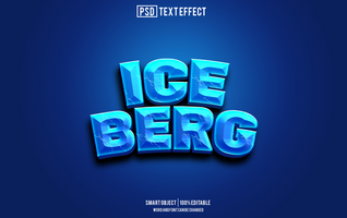 ice berg text effect, font editable, typography, 3d text psd