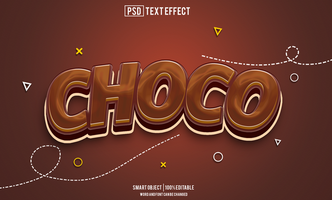 choco text effect, font editable, typography, 3d text psd