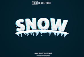 snow text effect, font editable, typography, 3d text psd