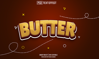 butter text effect, font editable, typography, 3d text psd