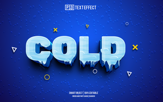 cold text effect, font editable, typography, 3d text psd