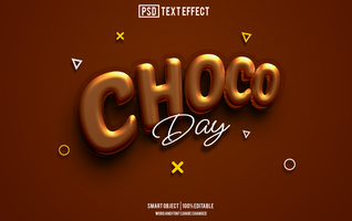 choco text effect, font editable, typography, 3d text psd