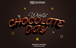 chocolate day text effect, font editable, typography, 3d text psd