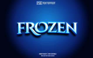 frozen text effect, font editable, typography, 3d text psd