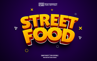street food text effect, font editable, typography, 3d text psd