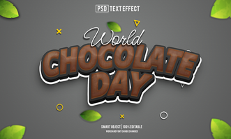 chocolate day text effect, font editable, typography, 3d text psd