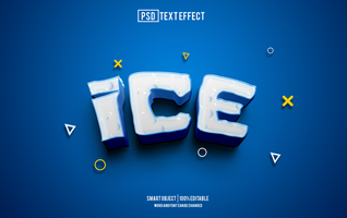 ice text effect, font editable, typography, 3d text psd