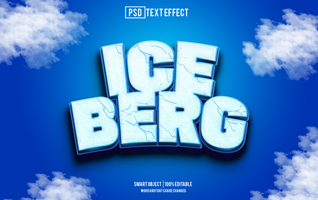 ice berg text effect, font editable, typography, 3d text psd
