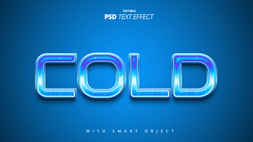 freddo blu film testo effetto design psd