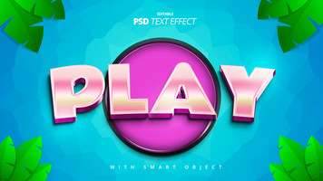 game retro 3d text effect editable template design psd