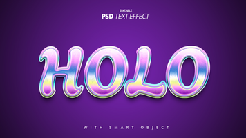 Bold hologram text effect design psd