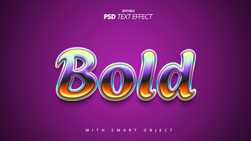 Bold hologram text effect design psd