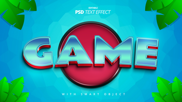 game retro 3d text effect editable template design psd