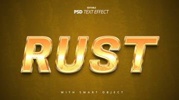 golden shiny rust vintage text effect design psd