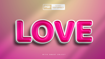 love pink 3d text effect editable template design psd