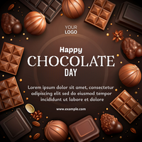 uma chocolate temático poster com uma feliz chocolate dia mensagem psd