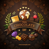 uma chocolate temático poster com uma globo e uma fita psd