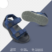 Pair of black and blue sandals with transparent background psd