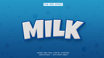 Leche 3d editable texto estilo efectos psd