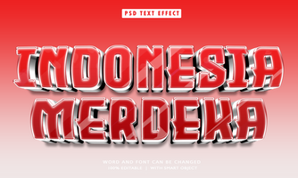 Indonesia merdeka 3d modificabile testo stile effetti psd