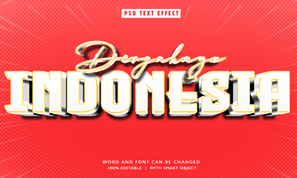 dirgahayu Indonesia 3d modificabile testo effetti psd
