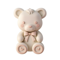 Charming cream colored cute teddy bear with heart shaped patterns on its paws, blushing cheeks, and a bowtie, miniature bear, art toys collectible figurine png