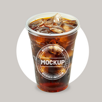 a cup of iced coffee with a mockup label psd