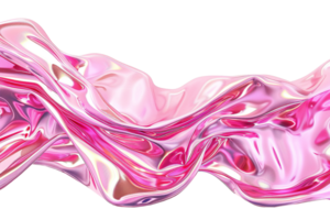 Abstract liquid pink shape with holographic effect, on transparent background. Vibrant, iridescent color. Divider, separating graphic design element. Useful as footer or header. png