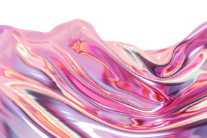 Footer with pink holographic metallic liquid shapes, creating a vibrant, fluid, and reflective surface, on transparent background. png