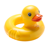 Yellow duck shaped rubber ring for floating in the water. isolated on transparent background. png