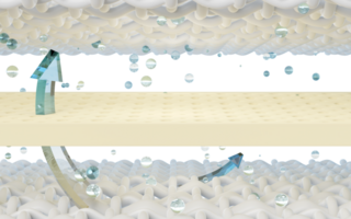 layered sheet material mattress with ventilate shows, bubbles, arrows isolated. fabric fiber, natural latex, soft and breathable material concept. 3d render illustration png