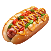 fast food hotdog isolated on transparent background , png