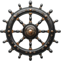 black steering wheel cut out isolated on transparent background , png