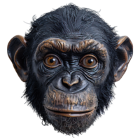 front view of chimpanzee head isolated on transparent background, chimpanzee mask , png