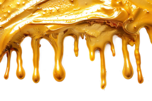 gold liquid dripping isolated on transparent background , png