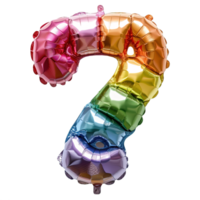 rainbow balloon in the shape of the number seven isolated on transparent background , png
